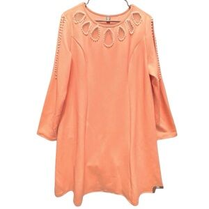 SHEIN Curve Women Pullover Dress Dusty Rose & Ivory Pearl detail Around Neck 0XL